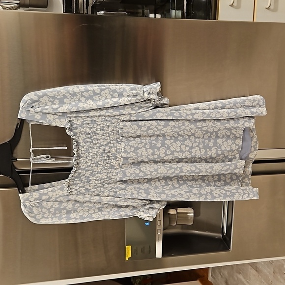 💕REFORMATION💕 Zaria Mini Dress ~ Sofie Light Blue Floral Print Medium M - Picture 11 of 16